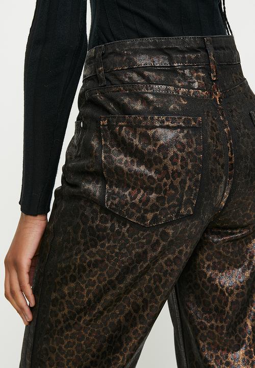 Trendyol - Limited edition leopard foil printed high waist wide leg - brown