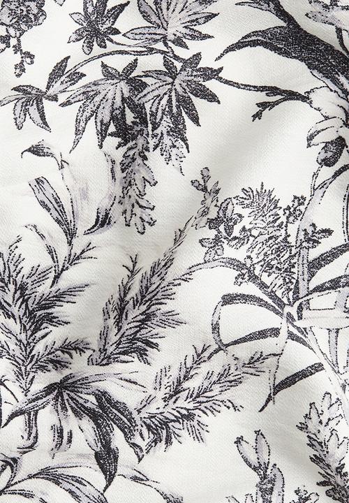 H&M - Flared-skirt dress -  white/grey patterned