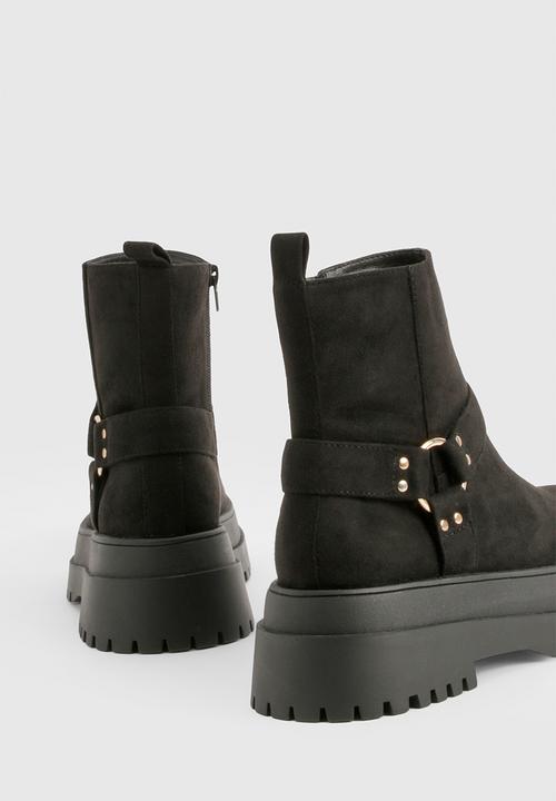 boohoo - Ring detail chunky platform chelsea boots - black