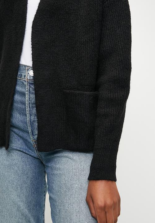 Trendyol - Black wide pattern soft texture pocket detailed knitwear cardigan