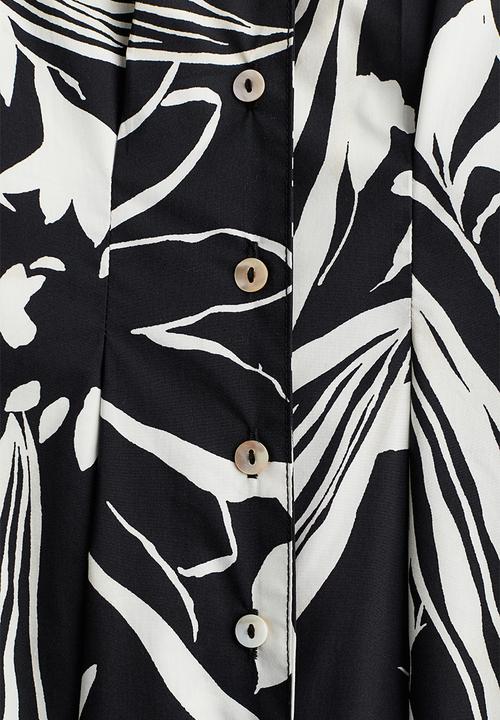 H&M - Patterned poplin dress - black/floral