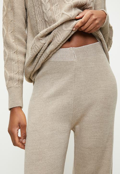 Trendyol - Button detailed hair knitted sweater top-bottom set - mink 