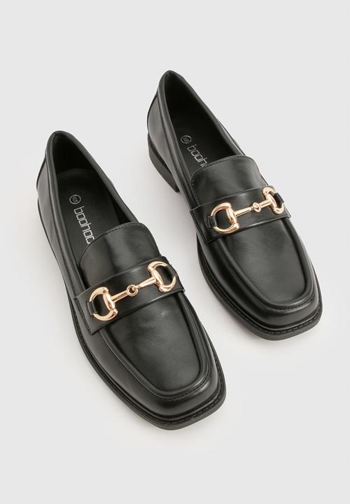 boohoo - Square Toe T Bar Loafers - Black