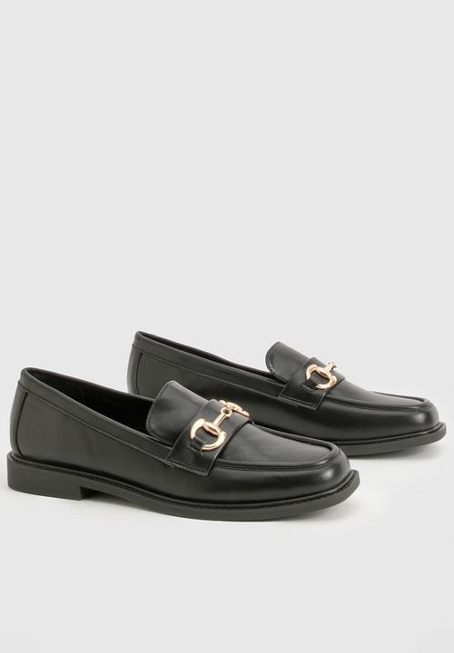boohoo - Square Toe T Bar Loafers - Black