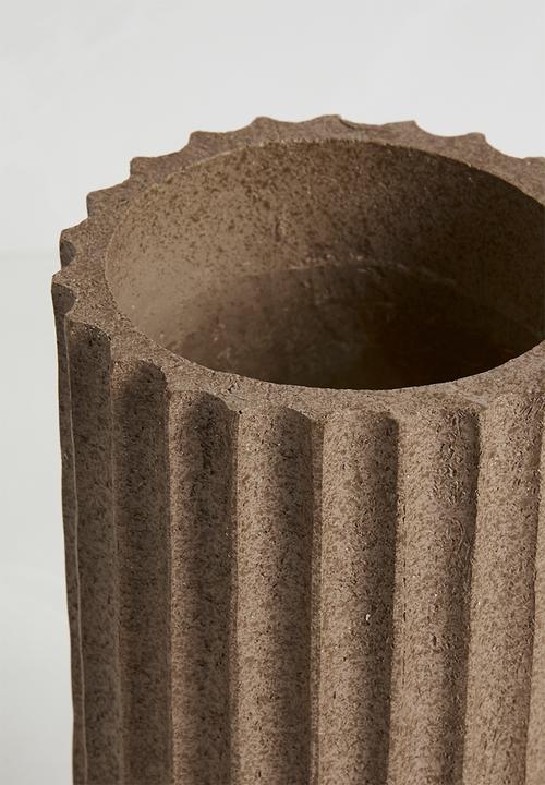 Sixth Floor - Ceramic Ribbed Vase - Brown