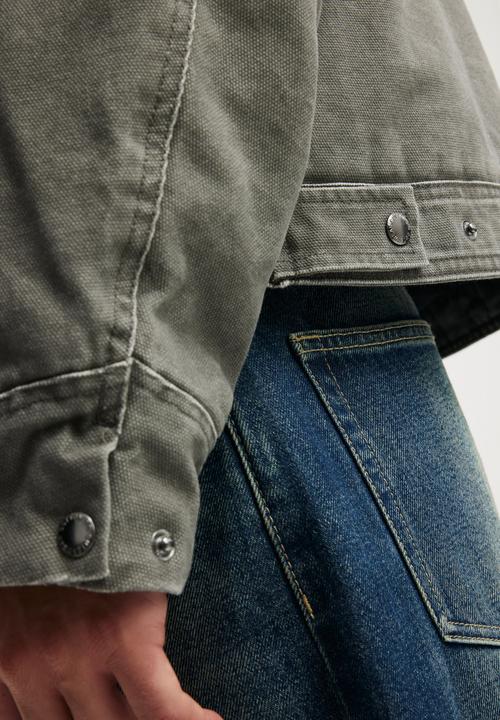 Cotton On - Cropped Canvas Harrington - Washed Black