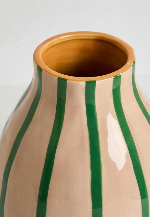 Sixth Floor - Ceramic Stripe Vase - Green