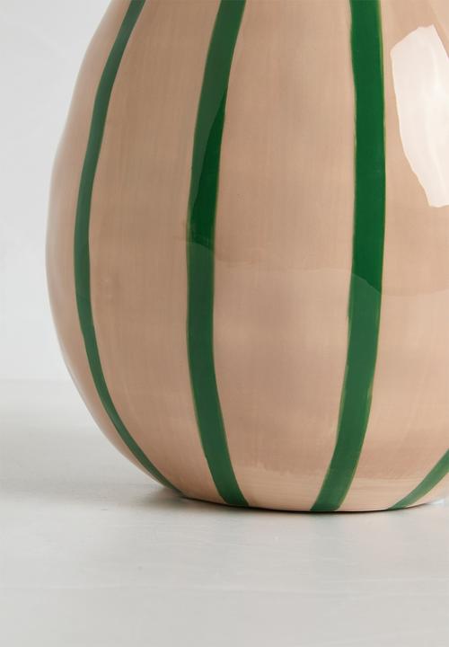 Sixth Floor - Ceramic Stripe Vase - Green