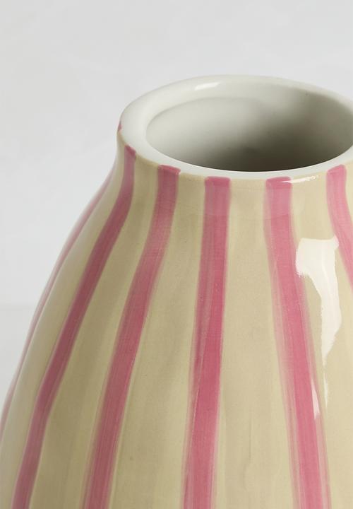 Sixth Floor - Ceramic Stripe Vase - Red