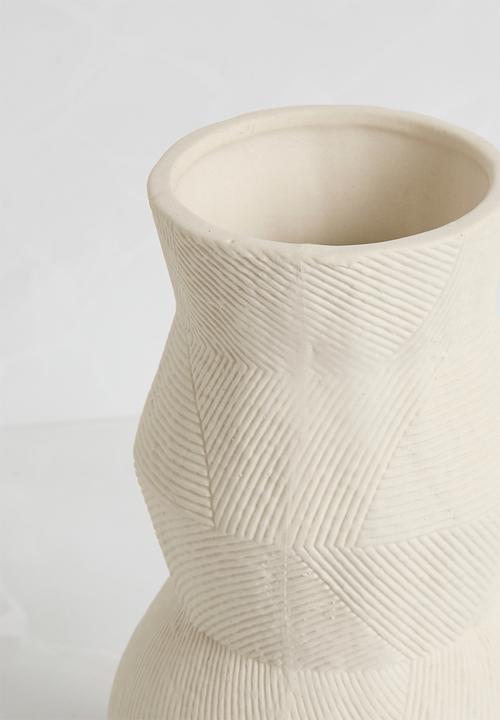 Sixth Floor - Textured Shaped Vase - White