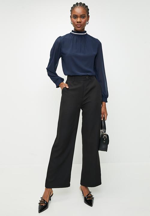 Stella Morgan - Silver neck trimmed blouse - Navy