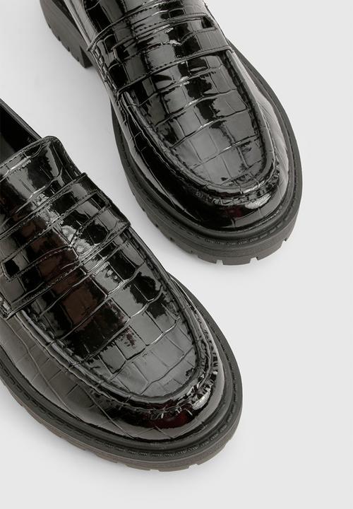 boohoo - Patent Croc Chunky Loafers - Black