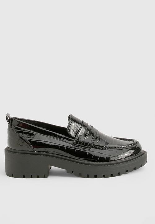 boohoo - Patent Croc Chunky Loafers - Black