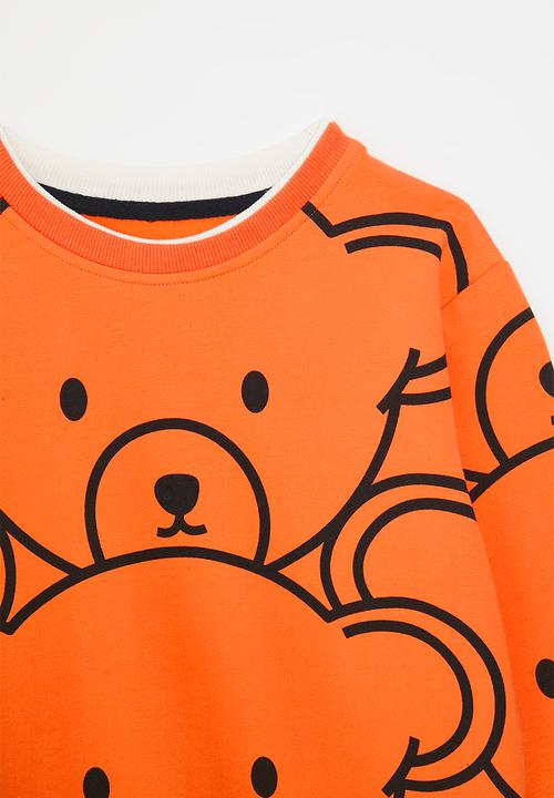 Pop Candy - Printed sweat top - orange & black