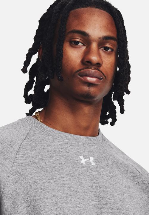 Under Armour - UA Rival Fleece Crew - Castlerock Light Heather/White