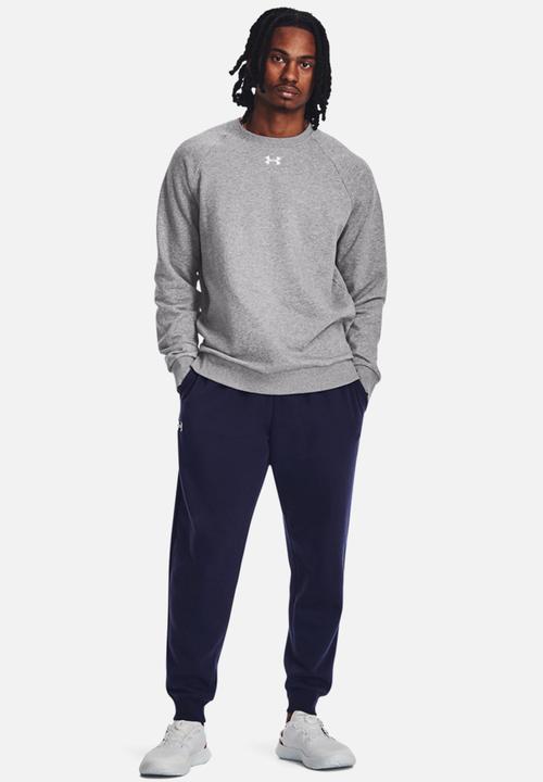 Under Armour - UA Rival Fleece Crew - Castlerock Light Heather/White