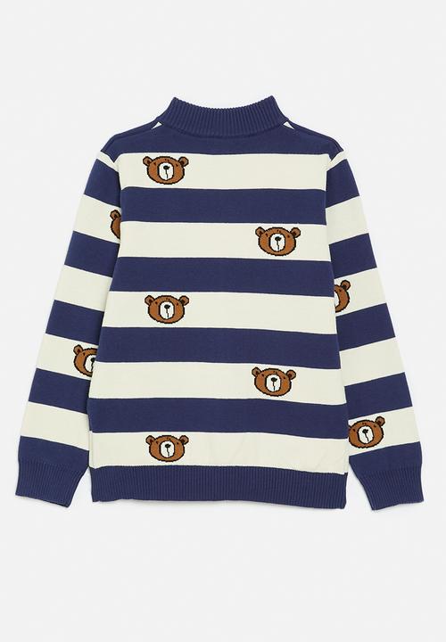 Pop Candy - Striped sweater-blue & ecru