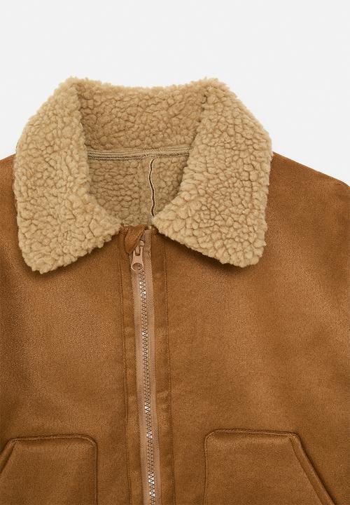 Pop Candy - Shearling collar jacket-brown