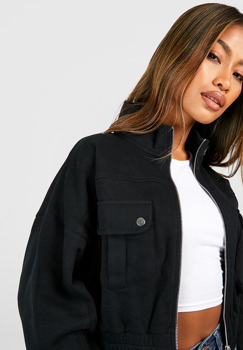 boohoo - Pocket Detail Bomber Jacket - Black