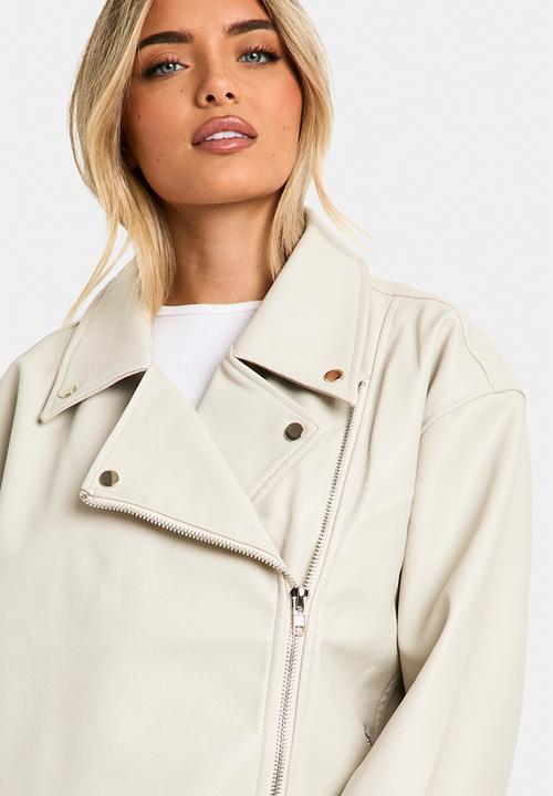 boohoo - Super Oversized Belted Biker Jacket - Stone