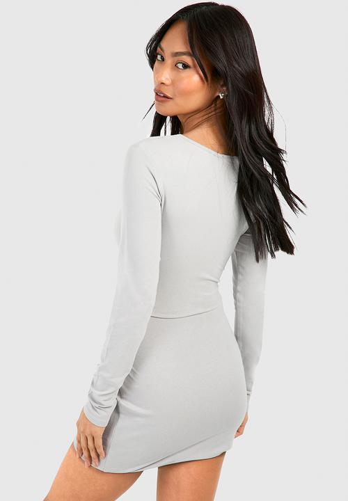boohoo - Premium Super Soft Scoop Neck Mini Dress - Grey Marl