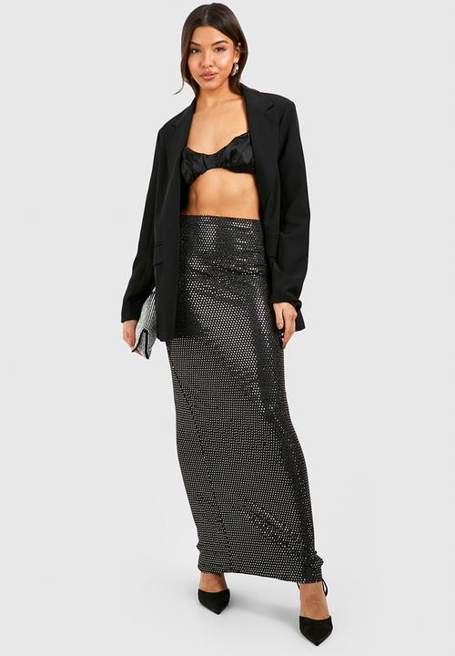boohoo - Sequin Maxi Slip Skirt - Gold