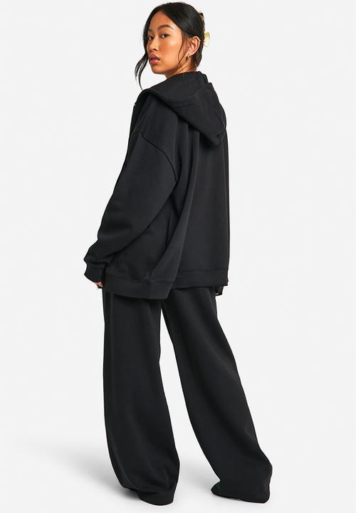 boohoo - Dsgn Studio Embroidered Wide Leg Jogger - Black