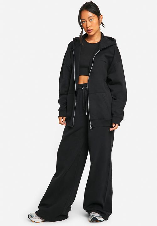 boohoo - Dsgn Studio Embroidered Wide Leg Jogger - Black