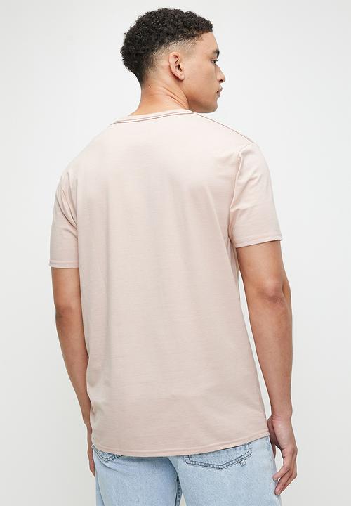 RVCA - Big rvca short sleeve red stitch - pale mauve & green logo