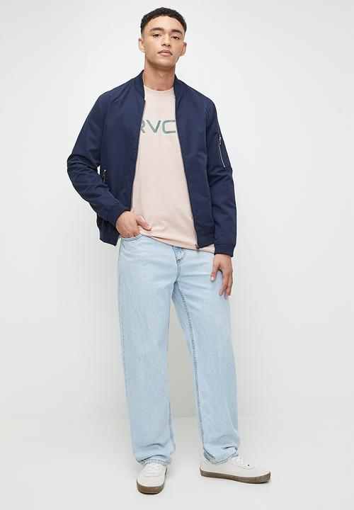 RVCA - Big rvca short sleeve red stitch - pale mauve & green logo