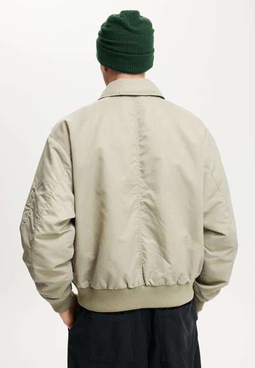 Cotton On - Cropped Bomber Jacket - Washed Fatigue
