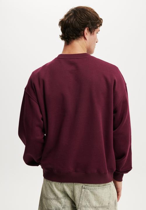Cotton On - Box Fit Crew Sweater - Burgundy