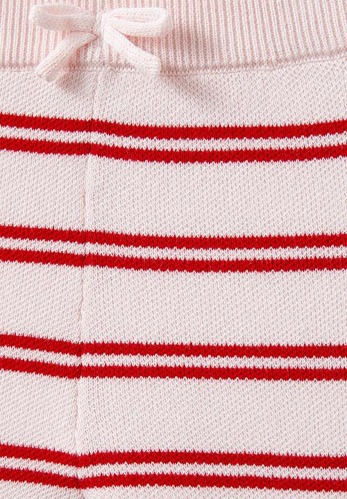 Cotton On - Cohen relaxed knit pant - pink pearl/varsity red double stripe