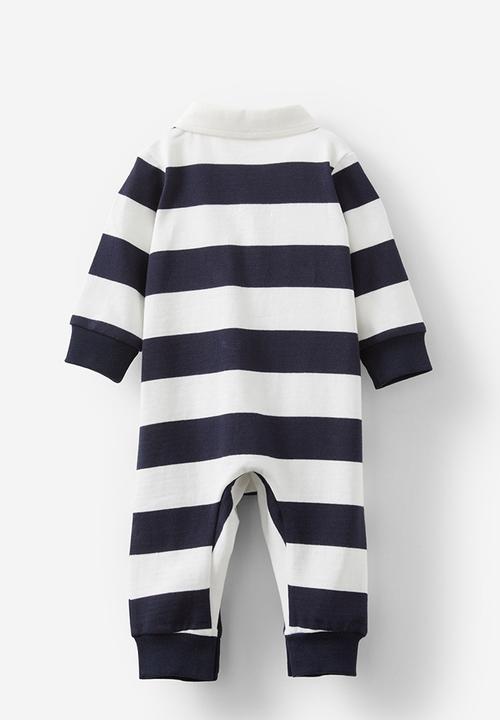 Cotton On - Tallow rugby all-in-one - vanilla/navy ink stripe