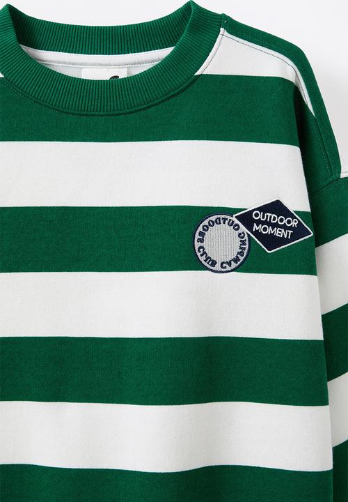Cotton On - Sammy oversize crew - vanilla/varsity green/outdoor badges