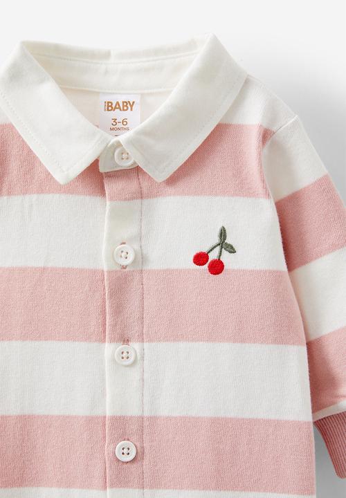 Cotton On - Tallow rugby all-in-one - vanilla/zephyr stripe