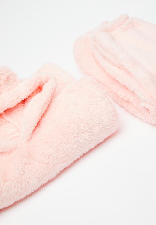 Pop Candy - Hooded teddy fleece top & bottom set - pink