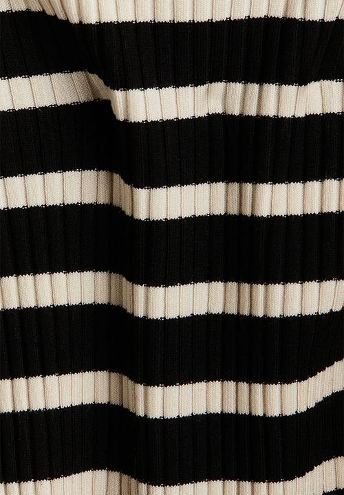 H&M - Rib-knit boat-neck top - black striped