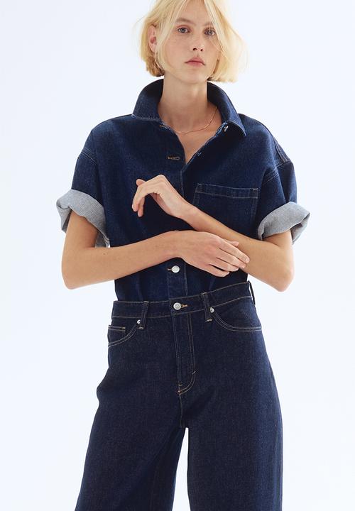 H&M - Barrel high jeans - dark denim blue