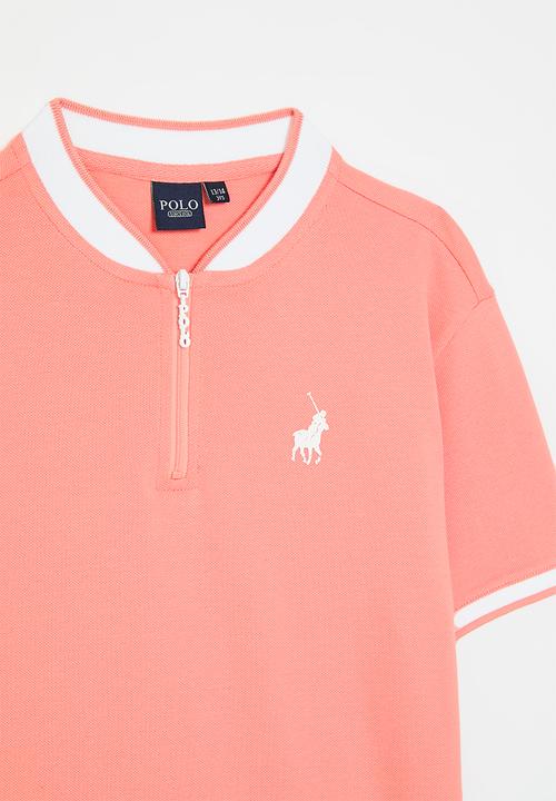 POLO - Girls hailey short sleeve quarter zip golfer - peach