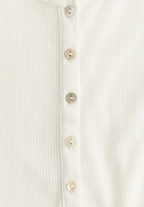 H&M - Short-sleeved henley top - white
