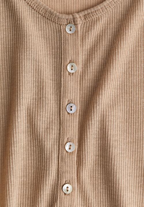 H&M - Short-sleeved henley top - beige