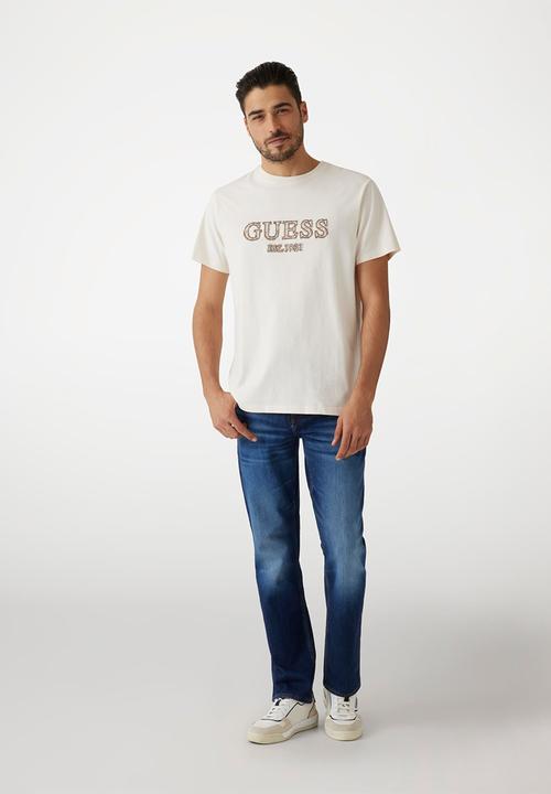 GUESS - SS CN GUESS Embro Tee - Vanilla Cream