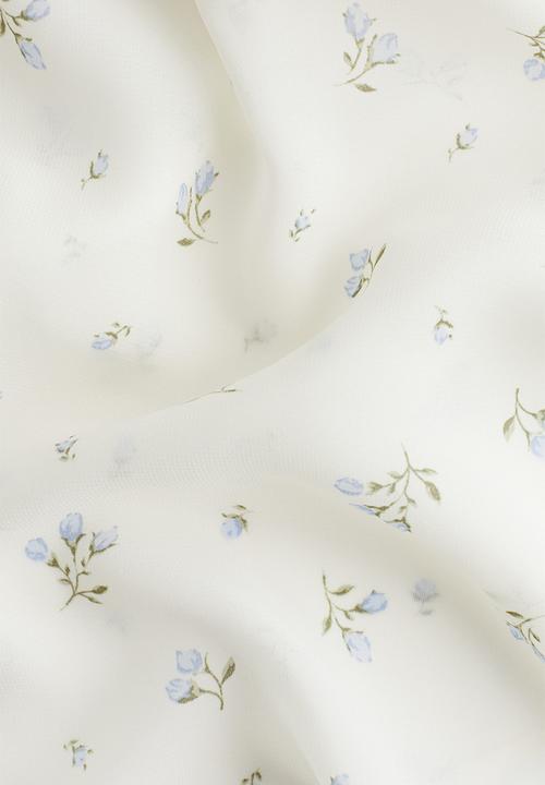 H&M - Off-the-shoulder chiffon top - white,multi