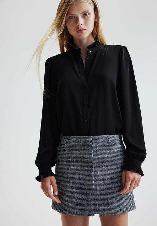 H&M - Frill-trimmed blouse - black
