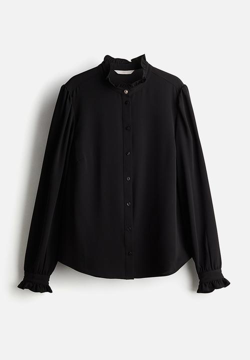 H&M - Frill-trimmed blouse - black