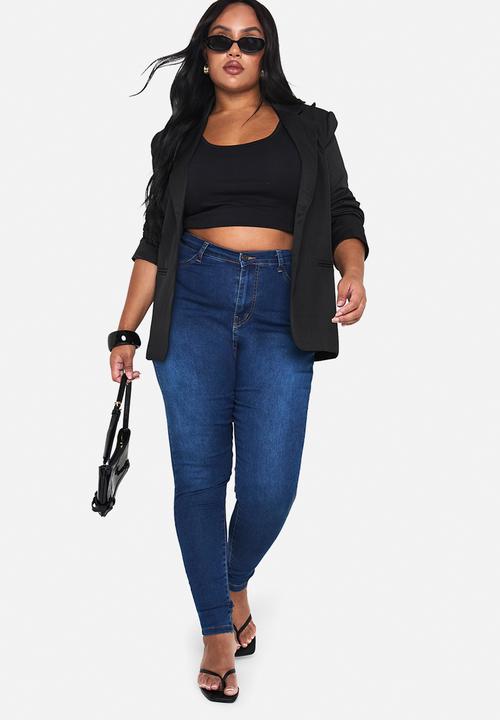 boohoo - Plus Butt Shaper High Stretch Skinny Jeans - mid blue