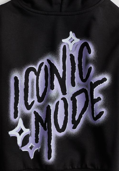 H&M - Printed hoodie - black & iconic mode