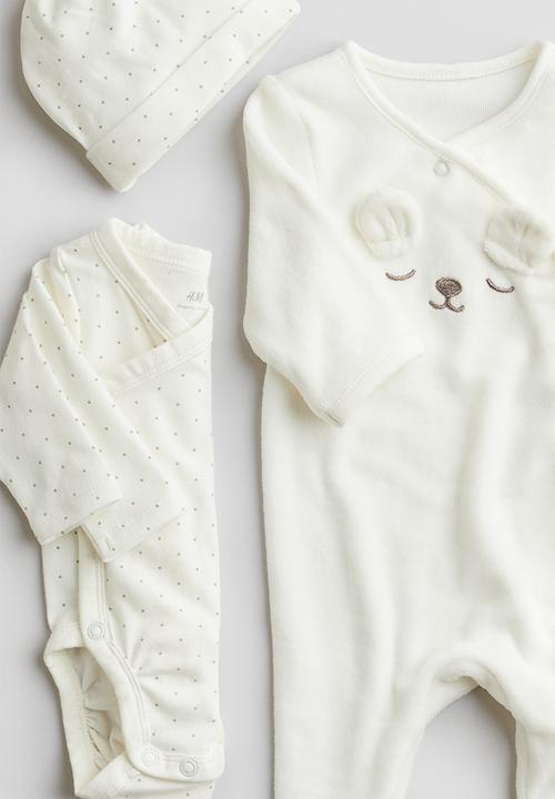 H&M - 3-Piece cotton set - white spotted