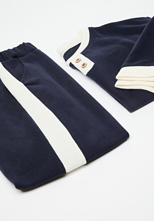 Pop Candy - Sweat top & pants set-ecru & blue
